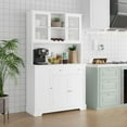 thumbnail image 2 of Homfa Kitchen Cabinet with Food Shelf, 5 Doors Floor Cupboard with Drawers and Countertop, 68'' Storage Pantry for Dining Room, White, 2 of 7