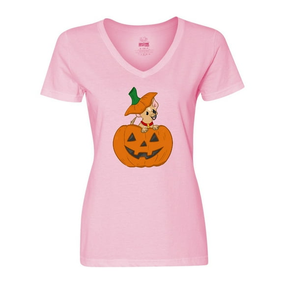 Inktastic Halloween Chihuahua Pumpkin Women's V-Neck T-Shirt