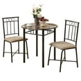 thumbnail image 1 of 35.5" Cappuccino Microfiber, Foam, MDF, and Bronze Metal Three Pieces Dining Set, 1 of 1