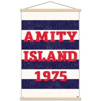 Jaws - Amity Island 1975 Wall Poster with Wooden Magnetic Frame, 22.375" x 34"