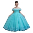 thumbnail image 2 of hengsof Girls' Flower Girl Dresses Princess Dresses Sweet Lace Wedding Party Tutu Dresses Fashionable Off The Shoulder Tulle Dresses Ages 3-14, 2 of 6