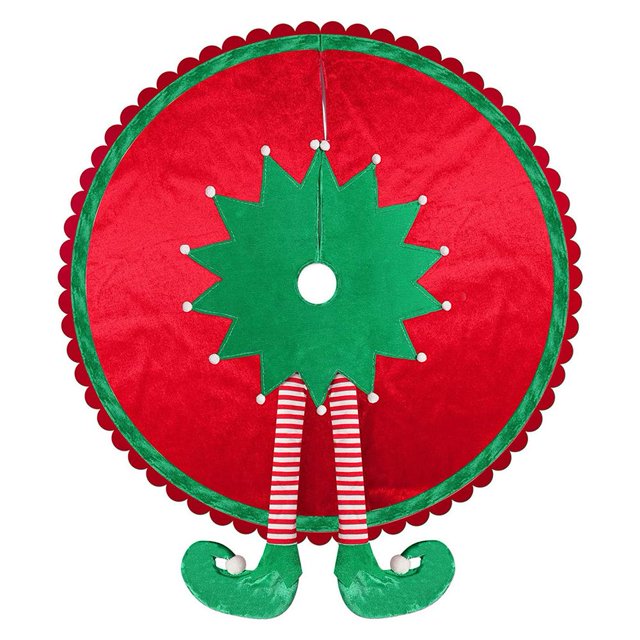 Wartleves Adornos para árboles de Navidad Falda para árbol de Navidad Árbol de duendes rojo y verde Hot W7