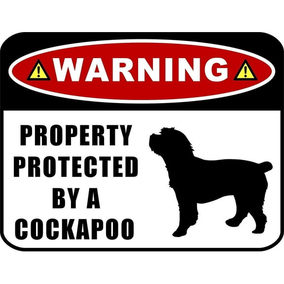 PCSCP Warning Property Protected by a Cockapoo (Silhouette) 11.5 inch x 9 inch Laminated Dog Sign