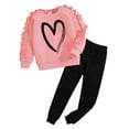 thumbnail image 4 of Tfken Toddler Girls Outfit Set Crew Neck Long Sleeve Heart Print Sweatshirt Pant Fashion Fall Clothing Sets Pink Size 3-4 Years, 4 of 8