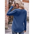 thumbnail image 4 of Womens Long Sleeve Tops 2024 Shirt Women Casual Square Neck Blouses Trendy Colour Block Tops Casual Bubble Sleeve Shirts (Blue,X-Large), 4 of 6