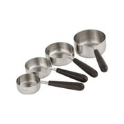 Silver/Teak 8 Inch Measuring Cups Set Of 4 Made Of Stainless Steel/Wood In A