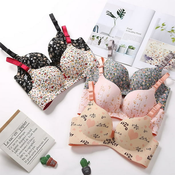 ずっと気になってた Floral Print Flower Lingerie Sexy Bra Seamless Up Push Clothing