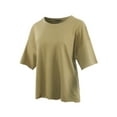 thumbnail image 2 of A2Y Women's Relaxed Crew Neck Cotton French Terry Drop Shoulder Raw Edge Tops Khaki 3XL, 2 of 3