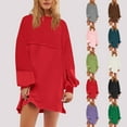 thumbnail image 7 of Lovskoo Womens Oversized Long Sleeve Patchwork Sweatshirt Dress Solid Color Crewneck Tunic Sweatshirts Fall Loose Pullover Top Red, 7 of 7