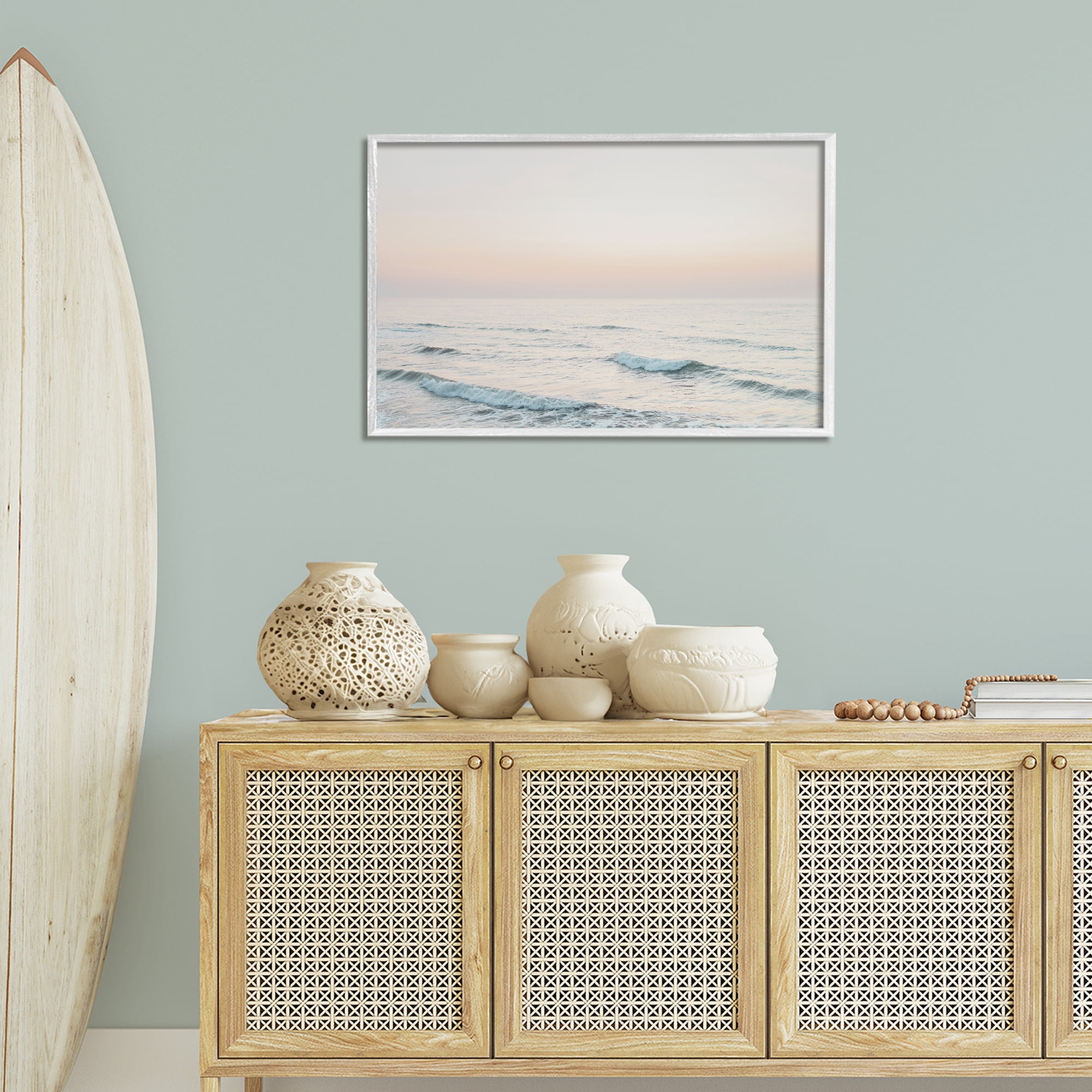 Stupell Industries Rolling Waves At Dawn Coastal Photography White Framed Art Print Wall Art, 30 x 20