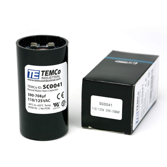 TEMCo 590-708 uF MFD CD60 Start Capacitor 110-125V AC Round | 50/60 Hz