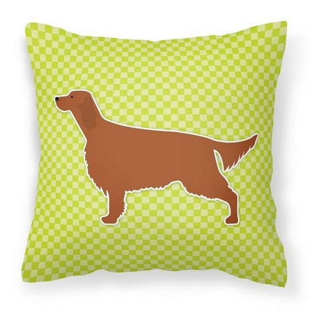 Carolines Treasures BB3793PW1818 Irish Setter Checkerboard Green Fabric Decorative Pillow