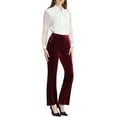 thumbnail image 2 of Allegra K Women's Sparkle Velvet Elastic High Waist  Flare Leg Pants, 2 of 6