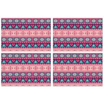 Tribal Artistic Earthy Boho Chic Flax Placemats Set of 4, 12x18 Inch Vintage Rustic Nordic Style Ethnic Patterns, Washable Style Table Mats for Kitchen or Dining