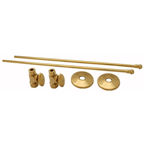 Polished Brass 3/8" x 20" Lavatory Supply and 3/8" x 5/8" Straight Stop Kit ,Par