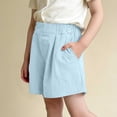 thumbnail image 2 of Cethrio Girls Summer Shorts, Relaxed Fit Casual Elastic Waist Knitting Cotton Kids Shorts Blue Size 12-13 T, 2 of 5