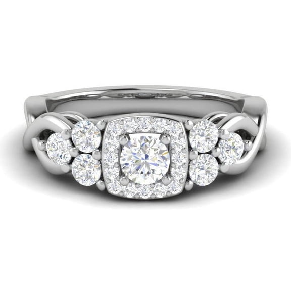 Golden Jewel White Gold Plated 14K Diamond Ring - Round Cut Brilliant 1.9 Ct Diamond Ring For Women's - Halo Diamond Ring for Her - Hidden Halo Diamond Rings for Women's - Wedding Diamond Rings