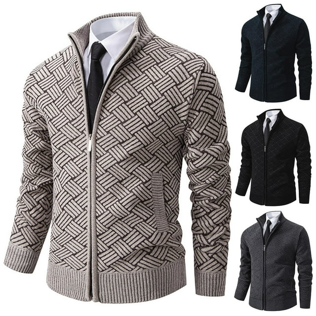 Sentmoon Mens Jackets Winter Oversized Loose Long Sleeve Mens Shirt Collar Knitted with Pattern Breathable Men's Sweaters Pullover Fall for Outdoor Activities and Weekend wear XL