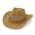 thumbnail image 5 of Straw Sun Hat for Women - Western Style Cowgirl Ranch Cowboy Hat, 5 of 13