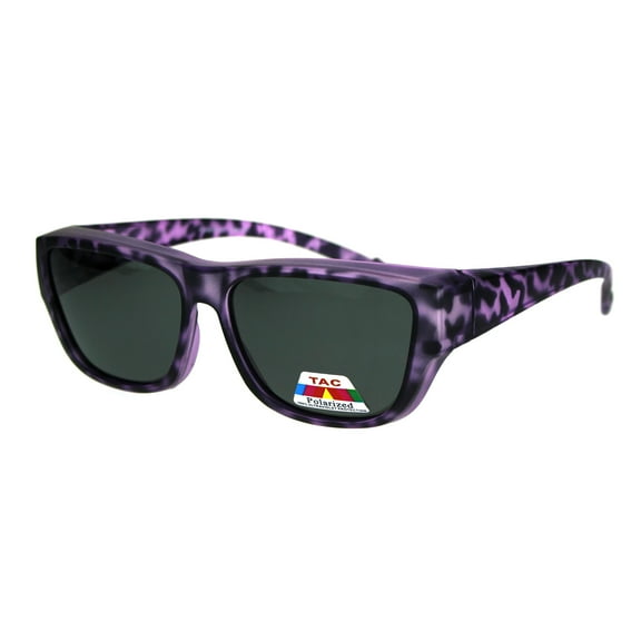 Polarized Lens Color Tortoise Shell Rectangular Plastic Fit Over Sunglasses Purple