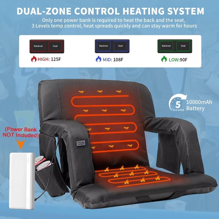 NAIZEA Heated Stadium Seat for Bleachers Folding Stadium Seat