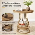thumbnail image 6 of Tribesigns 2-Tier Round Side Table, Industrial End Table Bedside Table with Metal Frame & Open Shelf for Couch Side, Living Room (1PC, Light Brown & Gold), 6 of 6