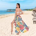 thumbnail image 6 of FORMRS Womens Long Sarong Beach Wrap Semi-Sheer Bikini Skirt Bathing Swimsuit Cover Up, Vibrant Flowers Pattern, 6 of 7