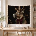thumbnail image 5 of Reindeer Portrait With Red Bow and Pine Warm Photographic Style for Reindeer Lovers Winter Wall Decor Christmas Gift Tapestry Wall Hanging for Bedroom and Living Room, 5 of 7