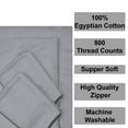 thumbnail image 7 of 4 Piece Zipper Sheet Set Includes (1 Zipper Fitted Sheet, 1 Flat Sheet And 2 Zipper PillowCase) with 18 Inch Deep Pocket 800 TC 100% Egyptian Cotton Solid Silver Color Queen Size, 7 of 7