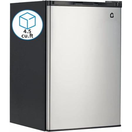 IdealHouse Portable Fridge with Freezer  4.5 Cu. Ft. Compact Refrigerator with Reversible Doors  7 Temp Settings  Removable Shelves for Apartment  Office  Dorm Silver