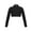 A Black, variant on Aislor Kids Girls Long Sleeves Solid Color Crop Top Shirt for Dancing Workout Gymnastic 6-14 A Black 6