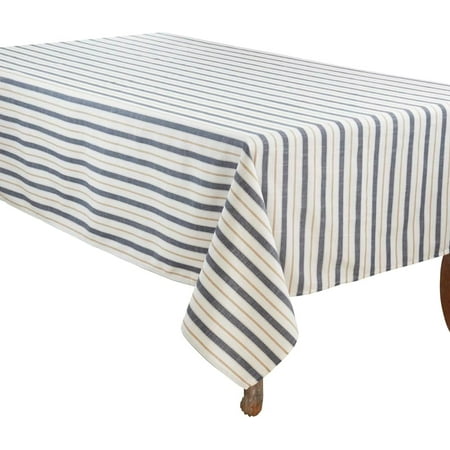 

Fennco Styles Striped Design Tablecloth 65 W x 180 L - Blue Table Cover for Home Dining Table Banquets Family Gatherings Everyday Use and Special Occasions