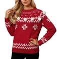 thumbnail image 1 of Fgnfyis Chandail pour Femmes avec Design Coloré pour Automne et Hiver Col Rond Tricot Chandails de Noël pour Femmes Rouge G, 1 of 8