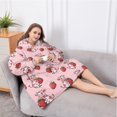 thumbnail image 5 of Oversized Wearable Blanket Hoodie,Pink Cow Strawberry Pattern Sherpa Blanket Hoodie with Super Pockets,Super Warm Fuzzy Pullover for Women & Men, 5 of 6