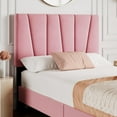 thumbnail image 6 of Memoryfield Queen Size Upholstered Bed Frame, Adjustable Velvet Headboard, Platform Bed with Wooden Slats, No Box Spring Needed, Pink, 6 of 6