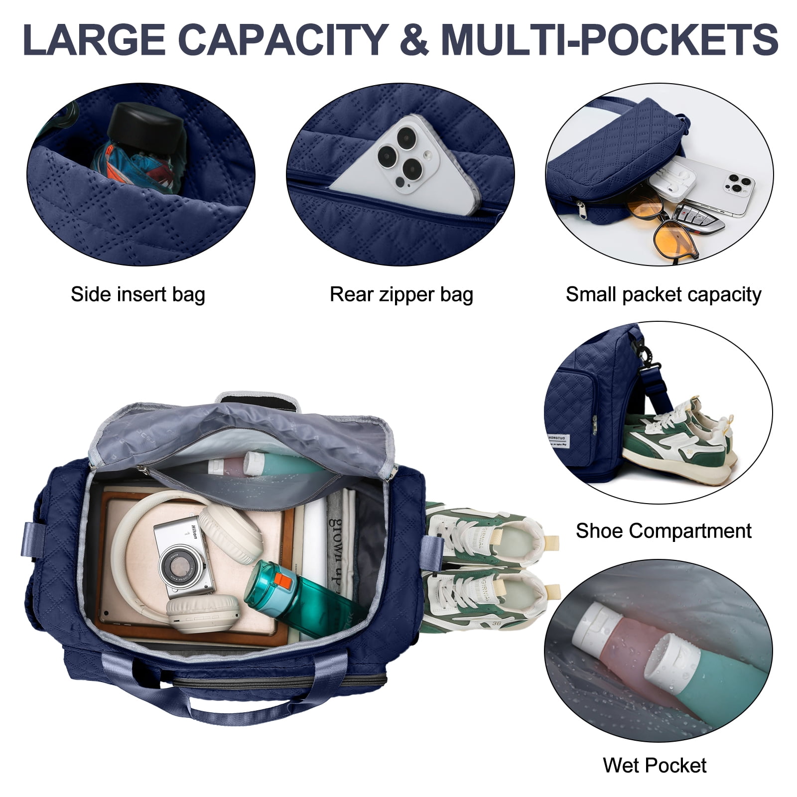 Gynky Travel Duffle Bag Weekender Bags for Women with Shoe Compartment Carry on Overnight Bag with Toiletry Bag Hospital Bag for Labor and Delivery Weekender Overnight Bag for Trave Sport Hospital