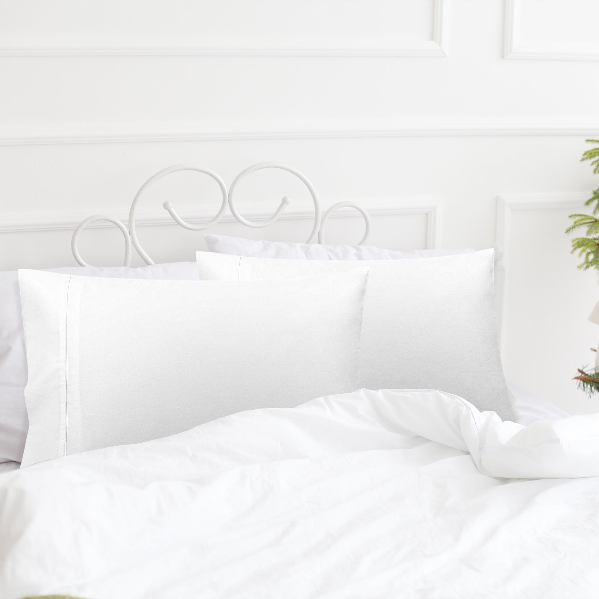 Unique Bargains Pillowcase Set of 2, Cotton with Envelope White King