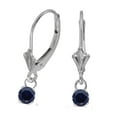 thumbnail image 1 of 14k White Gold 5mm Round Genuine Sapphire Lever-back Earrings, 1 of 3