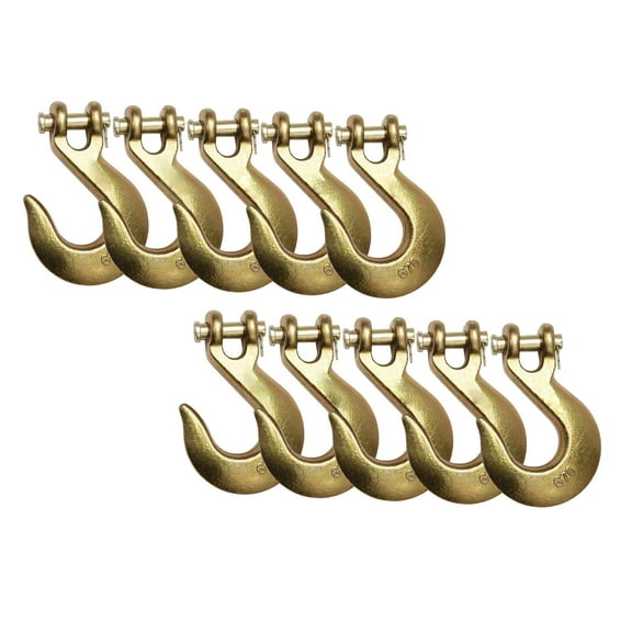 Mytee Products (10 Pack) 5/16" Clevis Slip Hook - 4,700 LBS WLL Heavy Duty Grade 70 Tow Chain Hook for Truck Trailer Tie Down