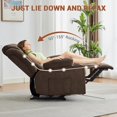 thumbnail image 3 of Recliner Chair, Manual Reclining Sofa with Massage and Heat, Comfy Overstuffed Rocking Chair with Side Pockets, Front Pockets and Cup Holder for Living Room, Brown, 3 of 6