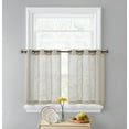 thumbnail image 3 of THD Serena Faux Linen Textured Semi Sheer Light Filtering Grommet Short Thick Cafe Curtain Tiers for Kitchen & Small Windows, Pair, 3 of 5