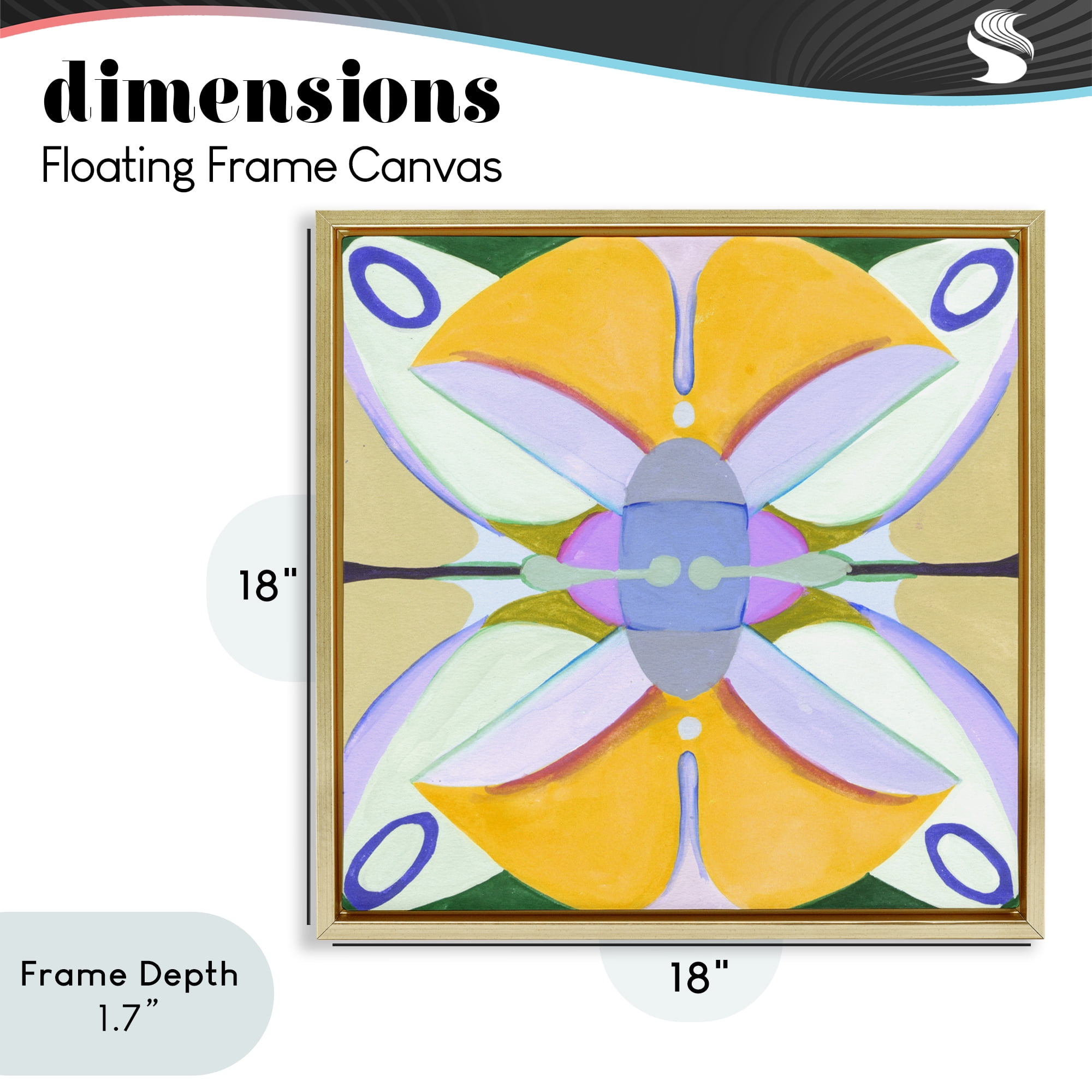 Stupell Industries Warm Revival Kaleidoscope Gold Framed Floater Canvas Wall Art, design by Melissa Wang