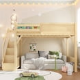 thumbnail image 3 of Harper & Bright Designs Full Size Loft Bed with Built-in Wardrobe and Shelves, Wood Loft Bed with Full-length Guardrails and Stairs, Natural, 3 of 12