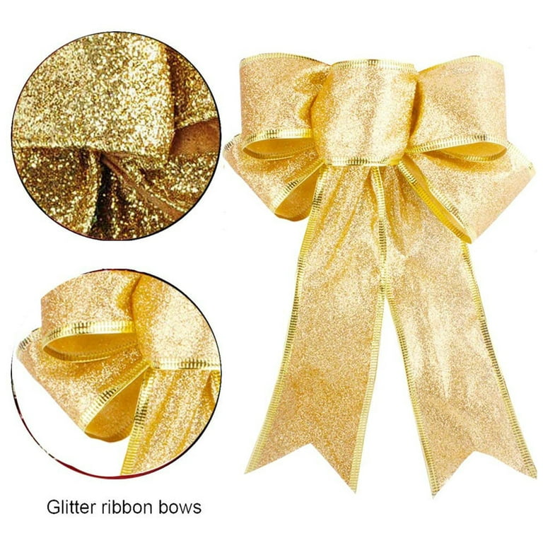 Buy Discontinued-Gold Glitter Christmas Ribbons for Crafts - HipGirl  Glitter Christmas Tree Ribbon for Wreaths,Christmas Ribbon for Gift  Wrapping,Cheer Bows,Dance,Floral Decor(3 x 10yd, Gold) Online at  desertcartGuam