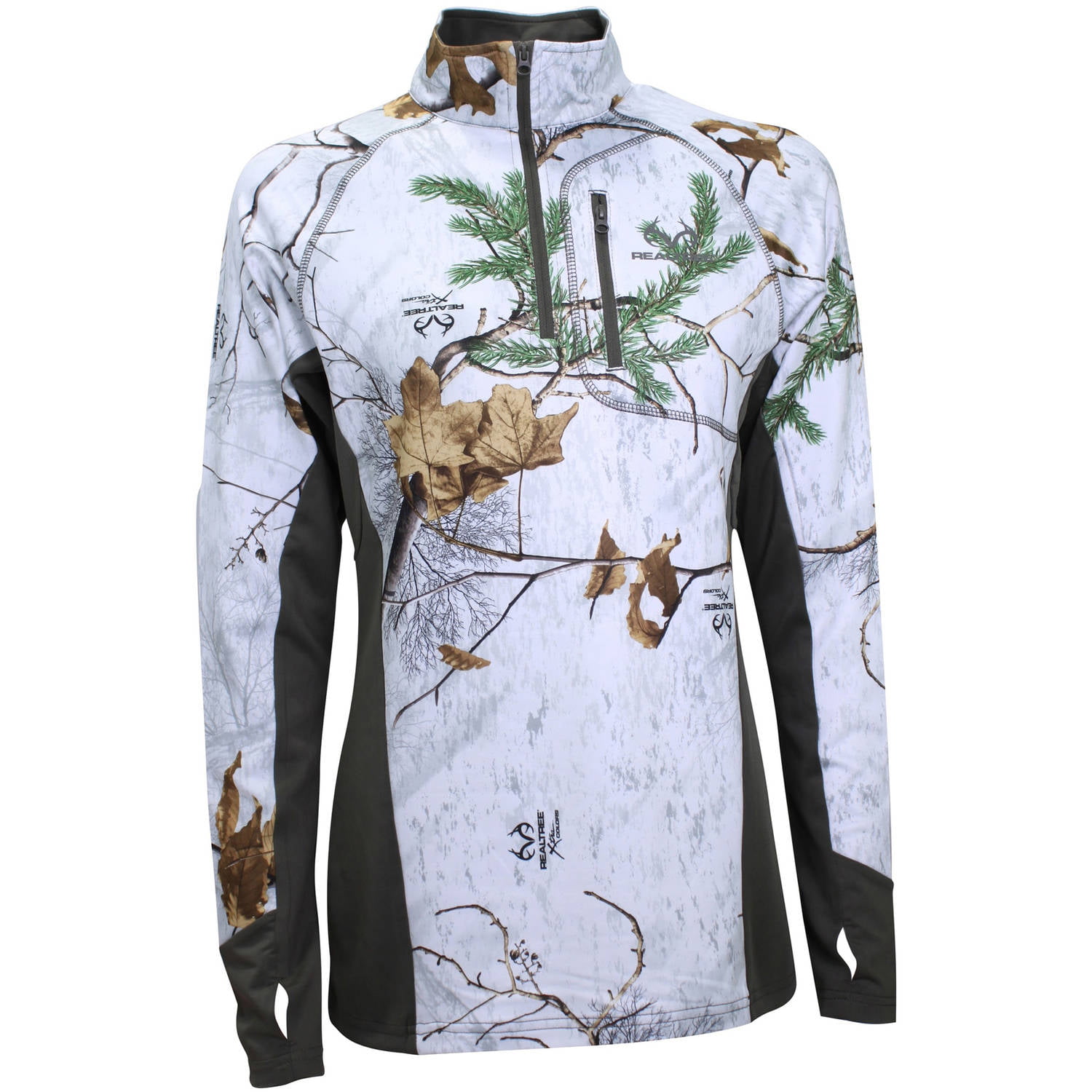 Womens Ladies Camouflage Real Tree Snow Camo White Hunting Pull Over Hoodie AP 