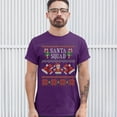 thumbnail image 3 of Tee Hunt Santa Squad T-Shirt Cute Ugly Sweater Merry and Bright Christmas Men's Tee, Purple, Small, 3 of 5