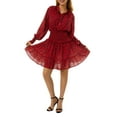 thumbnail image 3 of One opening Women Mini Dress, Elegant Long Sleeve V Neck Dots Print Dress, 3 of 9