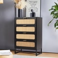 thumbnail image 5 of YOCWO Farmhouse 4 Drawer Rattan Dresser, Black, 24" Wide, 5 of 6