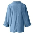 thumbnail image 6 of Aobny Fashion Women's Solid V-neck Casual Pullover Long Sleeved Pocket Top,Blue,XXXL, 6 of 6