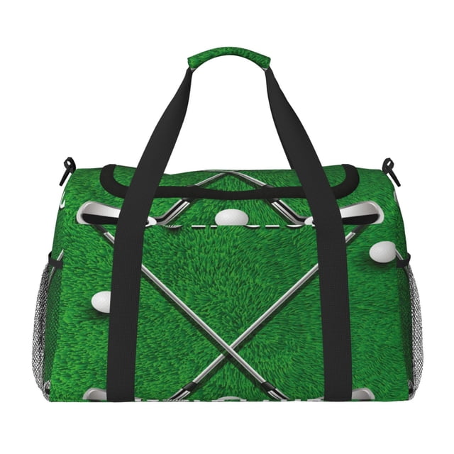 Xecao Golf Sport Club Pattern Lightweight Crossbody Weekender Bag Mesh Side Pockets Padded Handles Sports Outdoor Gear Organizer